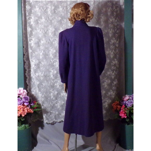 Vintage 80s Coat 1980s Purple Art Deco Revival Retro Wool Blend Size Medium M/L - Picture 4 of 11